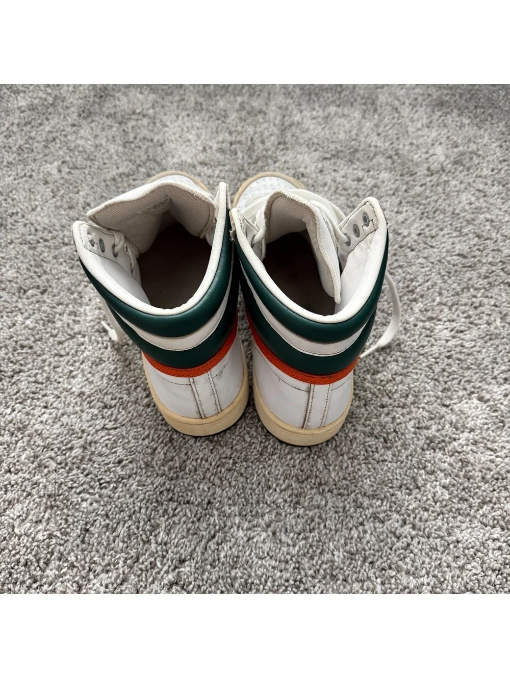 Adidas University of Miami Top Ten Vintage High-Top Sneakers White Green Orange